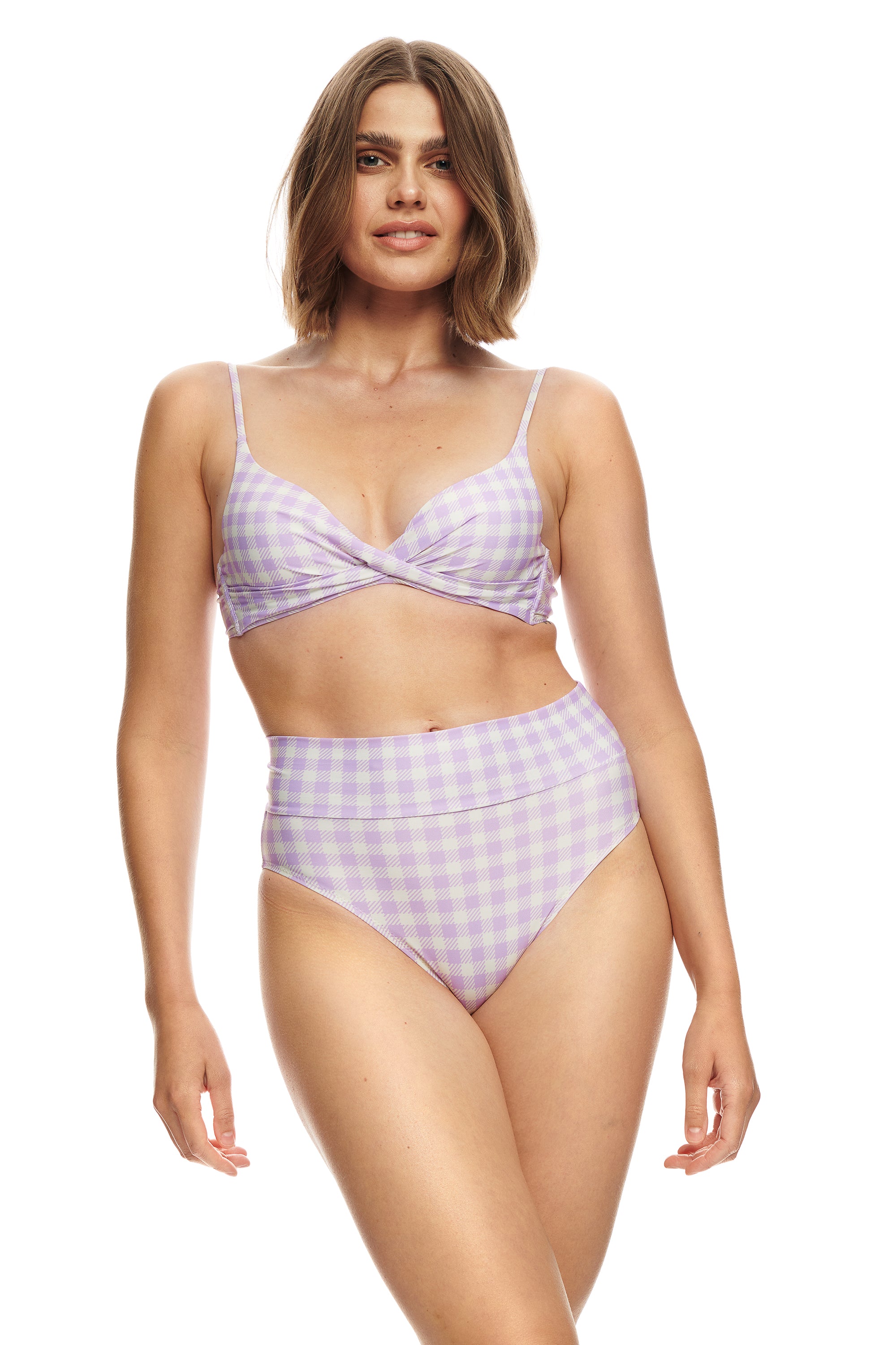 Bermuda Bikinitopp-GINGHAM LILAC